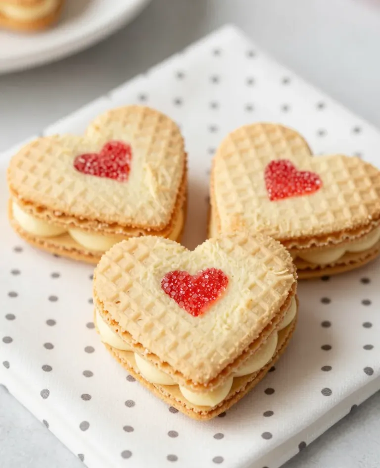 Cream-Filled Wafer Hearts Triangular Stack - Food - AI generated image