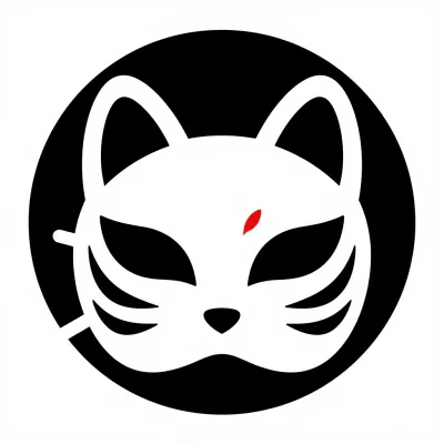 Fox Mask Icon Glossy High Contrast - Icons - AI generated image