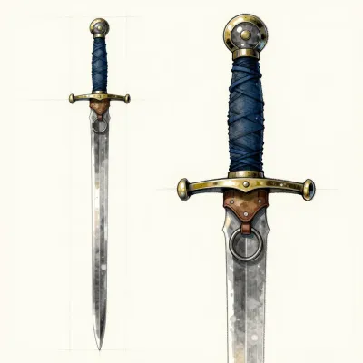 Leather-Strapped Longsword Centered in Soft Light - Weapon - AI generated image