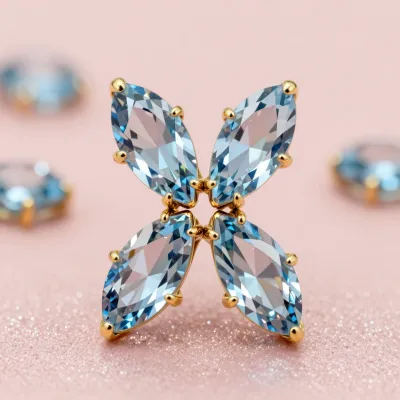 Marquise-Cut Aquamarine Butterfly Brooch - Jewelry - AI generated image