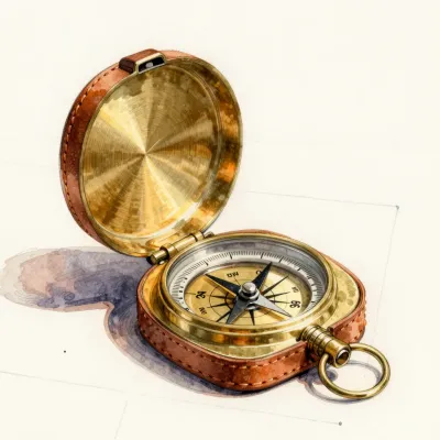 Antique Compass Open with Lid - Antique - AI generated image