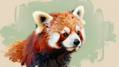 Curious Red Panda Half-Turn with Soft Fur - Wildlife - AI generated image