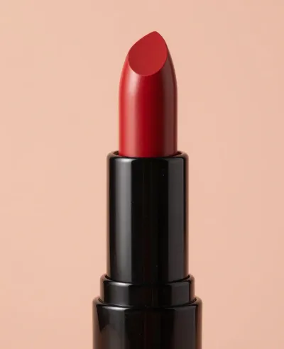 Red Lipstick Smear Glossy Finish - Beauty - AI generated image