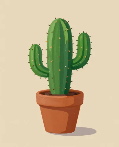 Glossy Green Cactus in Terracotta Pot - Plant - AI generated image
