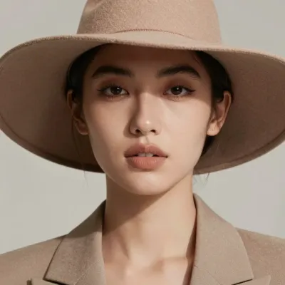 Person in Beige Hat and Jacket - Fashion - AI generated image