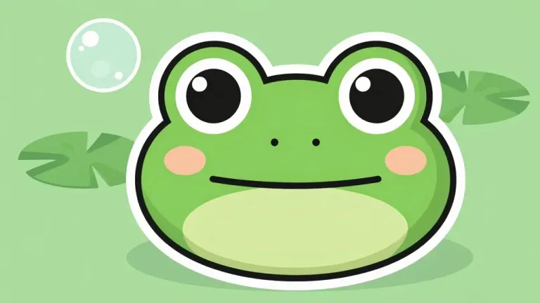 Frog Gazing with Peach Cheeks - Animal - AI generated image