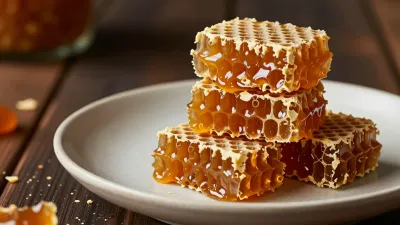Honeycomb Toffee Shards Textured Display - Food - AI generated image
