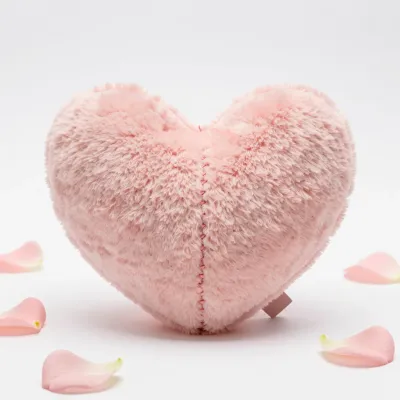 Pink Plush Heart Toy with Rose Petals - Toy - AI generated image
