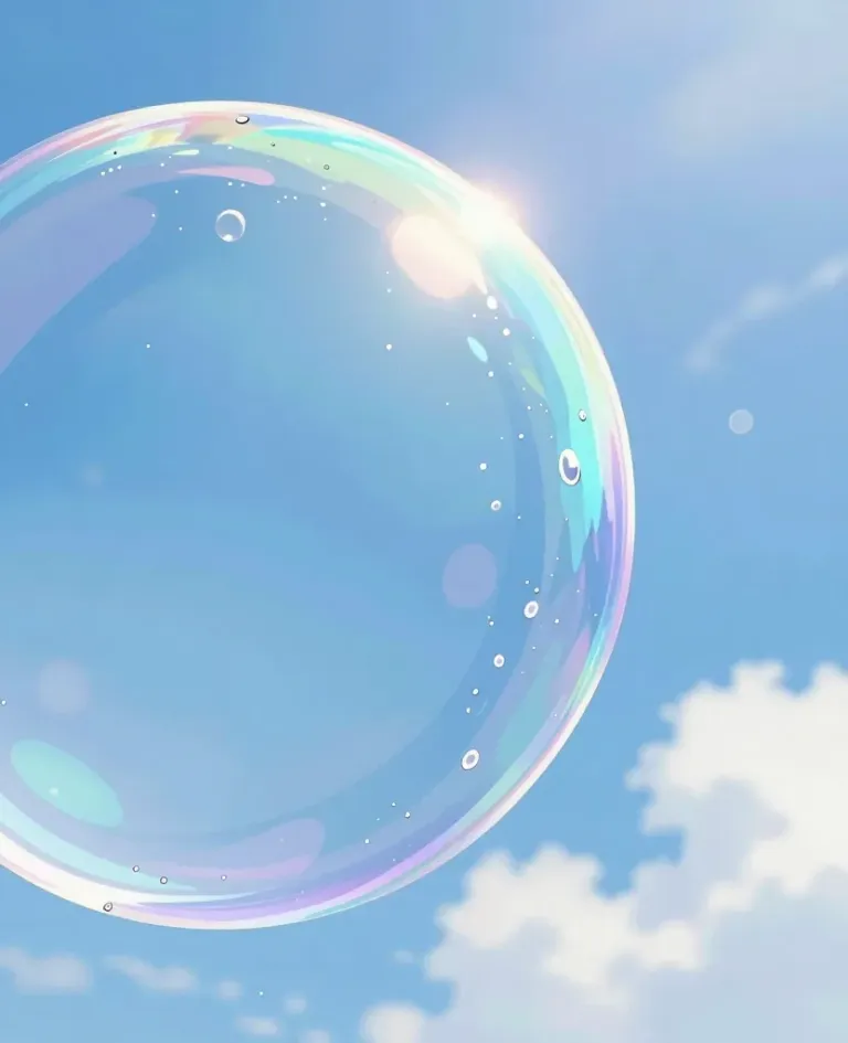 Crystal-clear Soap Bubble Reflecting Sky - Nature - AI generated image