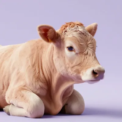 Apricot-Calf Resting with Perked Ears - Animal - AI generated image