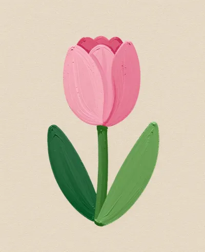 Pink Tulip Bud Bold Brushstrokes - Flora - AI generated image