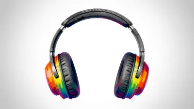 Rainbow Wave Over-Ear Headphones - Electronics - AI generated image