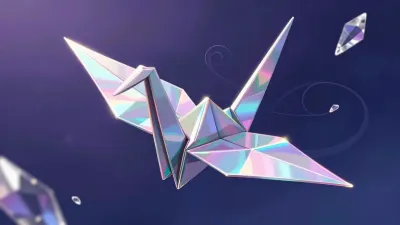 Crystal Origami Crane Reflective Shine - Art - AI generated image