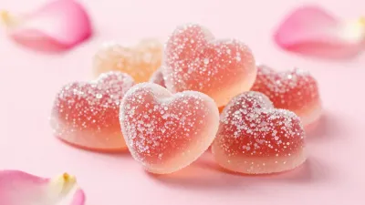 Heart-Shaped Jelly Candies with Sugar Coating - Food - AI generated image