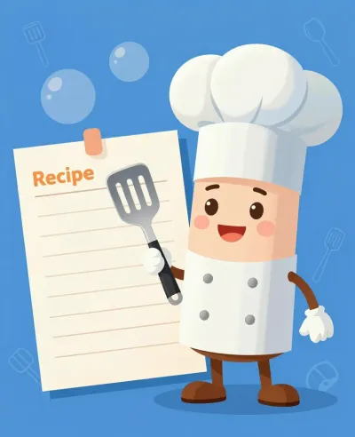 Chef Character with Recipe Sheet and Spatula - Character - AI generated image