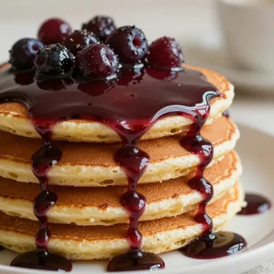 Stacked Pancakes with Berry Glaze - Food - AI generated image