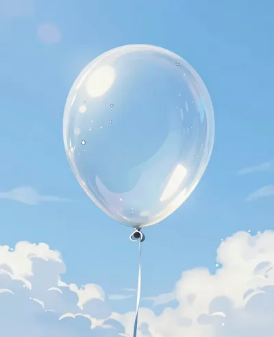 Crystal-clear Balloon Floating in Soft Sky - Balloon - AI generated image