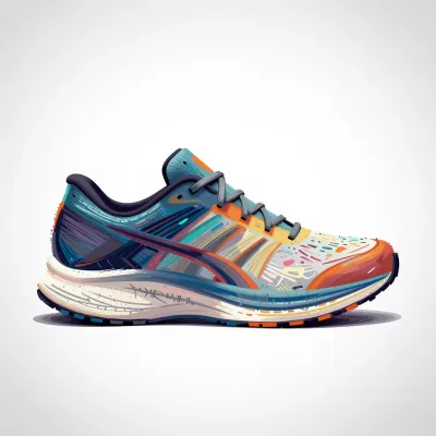 Painted Running Shoe Side Profile - Footwear - AI generated image