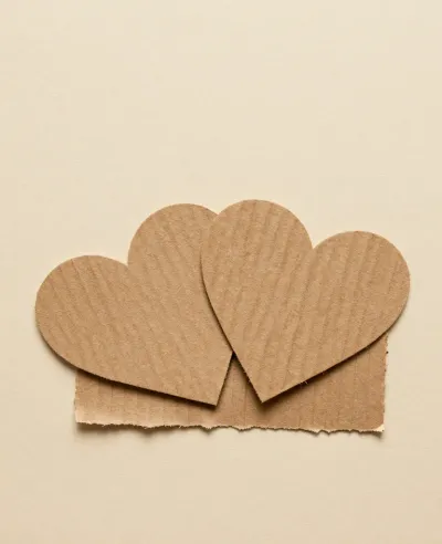 Brown Kraft Paper Hearts Softly Lit - Material - AI generated image