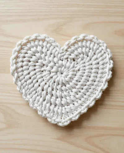 Crochet Heart Coaster Softly Lit - Crafts - AI generated image