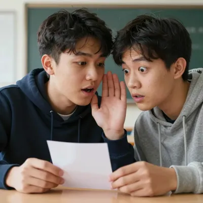 Young Men Exchanging Note in Classroom - Education - AI generated image