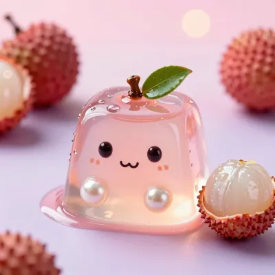Lychee Jelly Dome Close-Up - Food - AI generated image