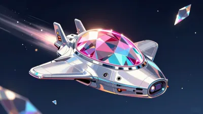 Crystal-Mini-Spaceship Hovering in Space - Spaceship - AI generated image
