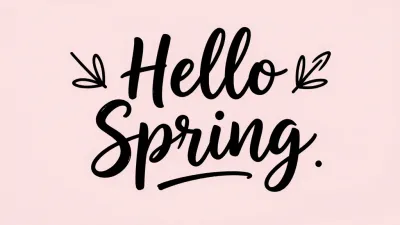 Spring Lettering on Soft Pink Background - Typography - AI generated image