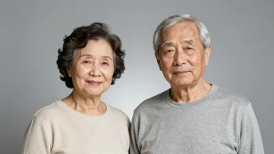 Elderly Couple Standing Close - Portrait - AI generated image