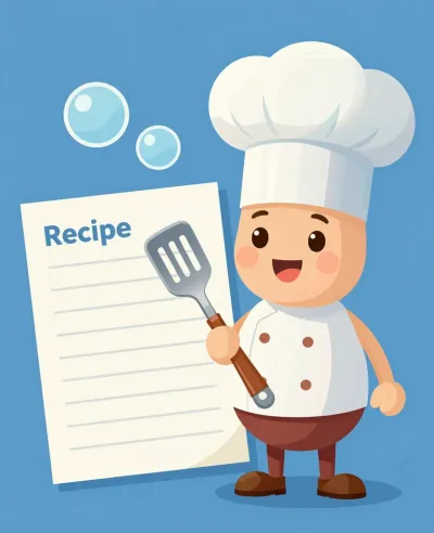 Cartoon Chef Holding Spatula and Recipe Sheet - Illustration - AI generated image