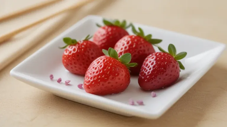 Glazed Strawberries with Purple Edible Flowers - Food - AI generated image