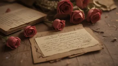 Wilted Roses and Handwritten Letters - Romance - AI generated image
