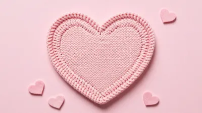 Knitted Heart Coaster with Surrounding Hearts - Crafts - AI generated image