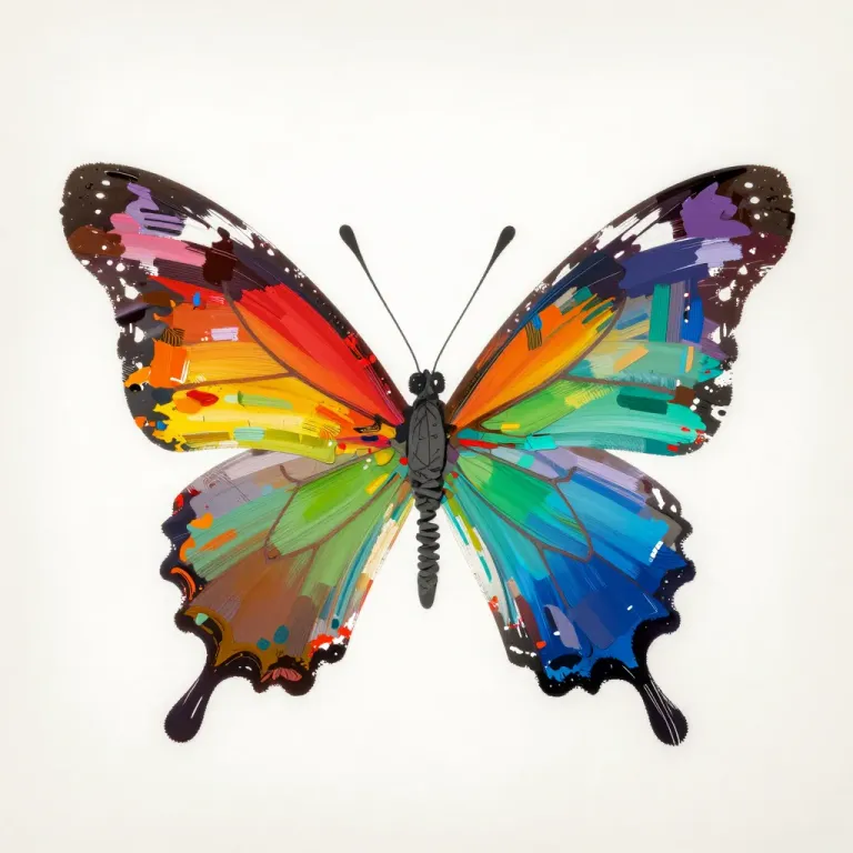 Paint-Splashed Butterfly with Spread Wings - Art - AI generated image