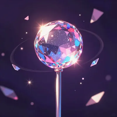 Faceted Crystal Lollipop Sparkling in Cosmic Space - Food - AI generated image