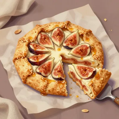 Fig-Almond Galette with Honey Drizzle - Bakery - AI generated image