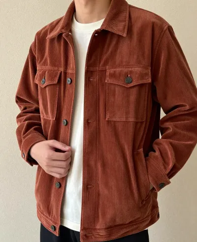 Person in Rusty Brown Corduroy Jacket - Fashion - AI generated image