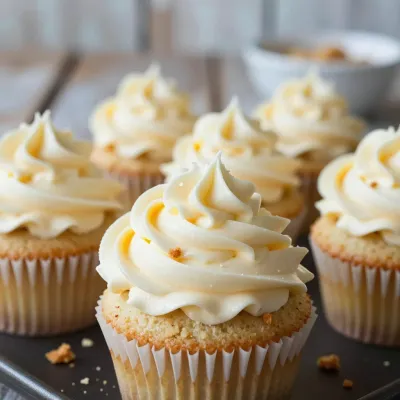 Vanilla Bean Cupcakes Frosted with Creamy Frosting - Food - AI generated image
