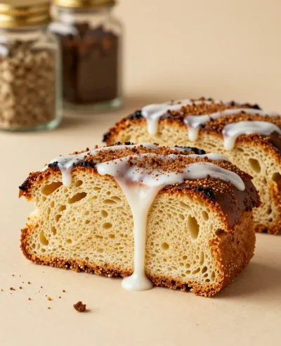 Sliced Cinnamon-Sugar Brioche Cake Close-Up - Food - AI generated image