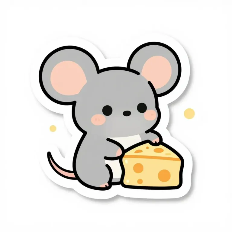 Cartoon Mouse Holding Cheese - Animals - AI generated image