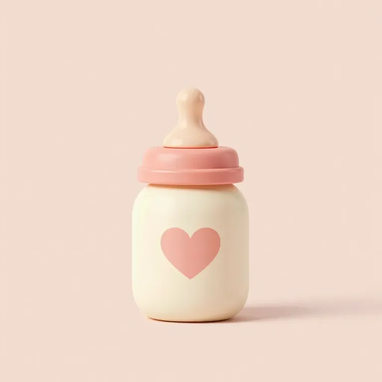 Pink Heart Baby Bottle Soft Pastel - Baby - AI generated image