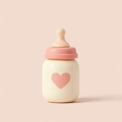 Pink Heart Baby Bottle Soft Pastel - Baby - AI generated image