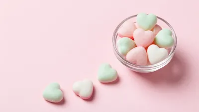 Pastel Heart Mints in Glass Bowl - Food - AI generated image