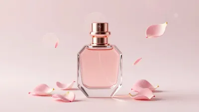 Crystal Perfume Bottle with Rose Gold Cap - Beauty - AI generated image