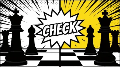 Chess Pieces in Checkmate Speech Bubble - Games - AI generated image