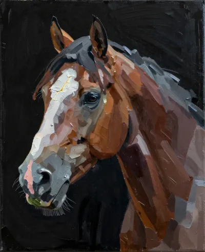 Brown Horse Profile Dramatic Lighting - Animal - AI generated image