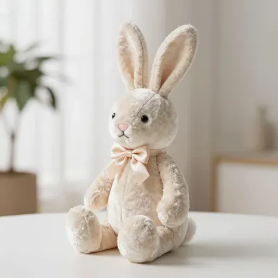Velvet Bunny Sitting by Window - Plush - AI generated image