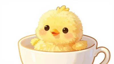 Chick in Teacup Softly Lit - Animals - AI generated image