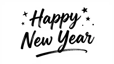 Brushstroke 'Happy New Year' with Stars - Typography - AI generated image