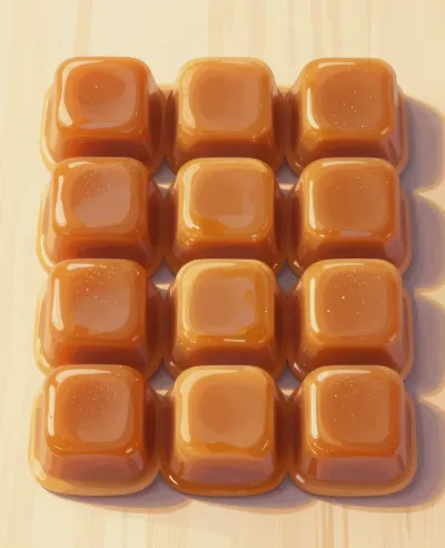 Caramel Cube Grid Smooth Texture - Food - AI generated image